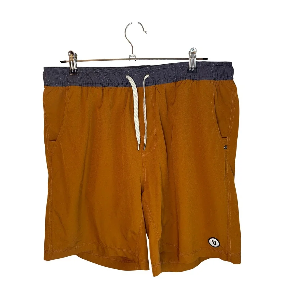 Vuori Banks Shorts Mens XXL Burnt Orange Recycled Athletic Lined Gym Training